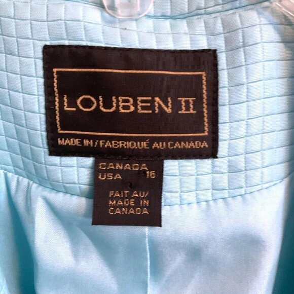 Louben II Canada Light Blue/Turquoise Zip Up Work Dress Up Blazer - Size 16 - Picture 2 of 10
